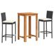 vidaXL Ensemble de bar de jardin 3 pièces Acacia massif et poly rotin noir