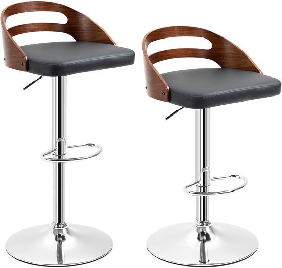 HOMCOM Barkruk - Set van 2 - Zwart