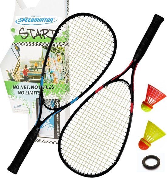 Speedminton START Set - Speedbadminton Set - Rood/Blauw - 2 Rackets & Speeders