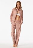 SCHIESSER geweven pyjama Dames terracotta gestreept lange mouw 82% Katoen