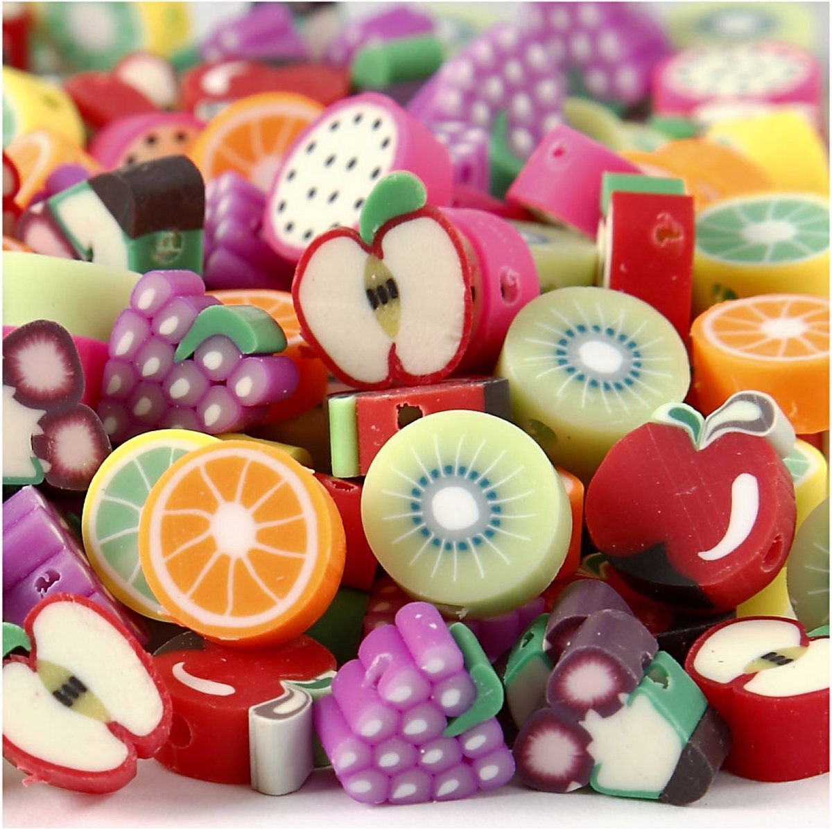 Creativ company Klei kralen, D: 10 mm, fruit, 200asstd