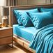 100% katoen Ranforce Single Hoeslaken (100 x 200 + 30 cm), turquoise, 155 draadtelling, machinewasbaar op 30 °C, zacht en duurzaam voor comfort