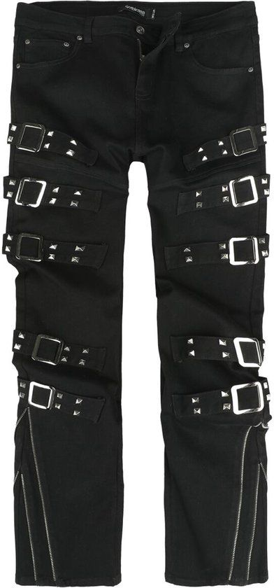 Gothicana by EMP Gothicana Zwarte Broek met Studs en Decoratieve Gespen - Heren - W31L32