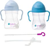b.box Sippy Cup Twin Pack + Vervangend Rietje + Reiniger - Rietjesbeker antilek - Drink vanuit elke hoek - Fliptop, verzwaard rietje, lekvrij en makkelijk vast te grijpen - BPA-vrij, vaatwasserbestendig - Van 6m+ - 240ml - 2stuck Waardepakket