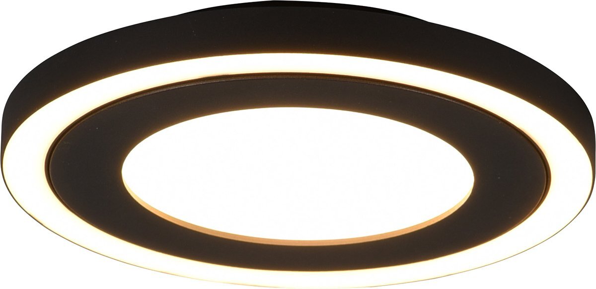 BES LED LED Plafondlamp - Plafondverlichting - Trion Coman - 17W - Warm Wit 3000K - Rond - Mat Zwart - Kunststof