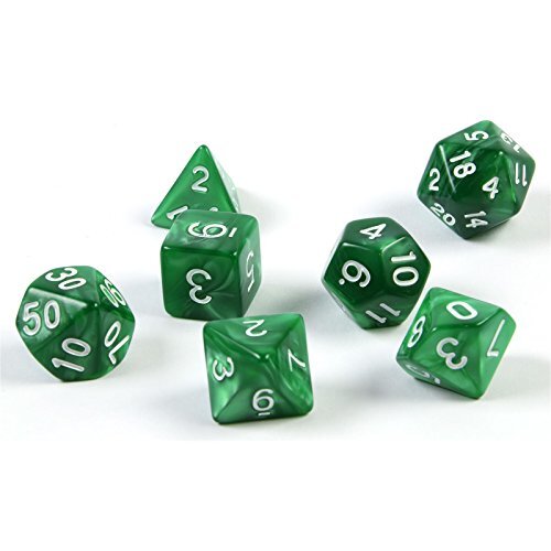 shibby 7 polyhedrale dobbelstenen voor rollen- en tafelspellen in het groen met zakje