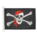 AZ FLAG Bootvlag Piraat met rode bandana 45x30 cm