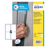 Avery AM004A4 Rechthoek Verwijderbaar Transparant Polyester Labels 40 stuks