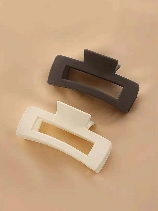 Merkloos / Sans marque Bruine rechthoekige haarklemmen set - 2 stuks - Acryl