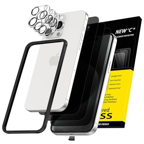 NEW'C 3 x Privacy Screen Protector voor iPhone 15 Pro Max (6,7 inch) en 3 x Camera Lens Protector