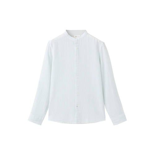 Mango Kids gestreepte casual overhemd met linnen lichtblauw