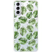 Samsung Galaxy S21 Feuilles de monstera bedrukt siliconen hoesje