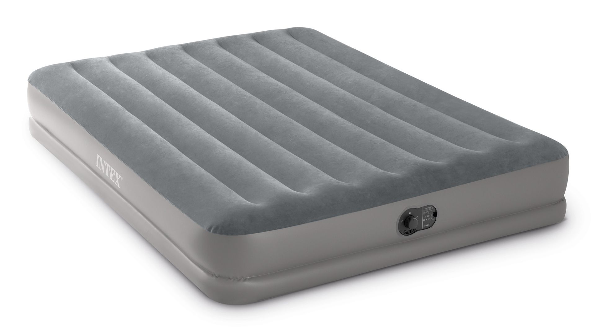 Intex Prestige Mid-Rise Double Air Mattress - Grey - Built-in Electric Pump - 152x203x30cm