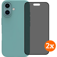 BlueBuilt Back Cover iPhone 16 Groen + Privacy Filter Screenprotector Glas Duo Pack