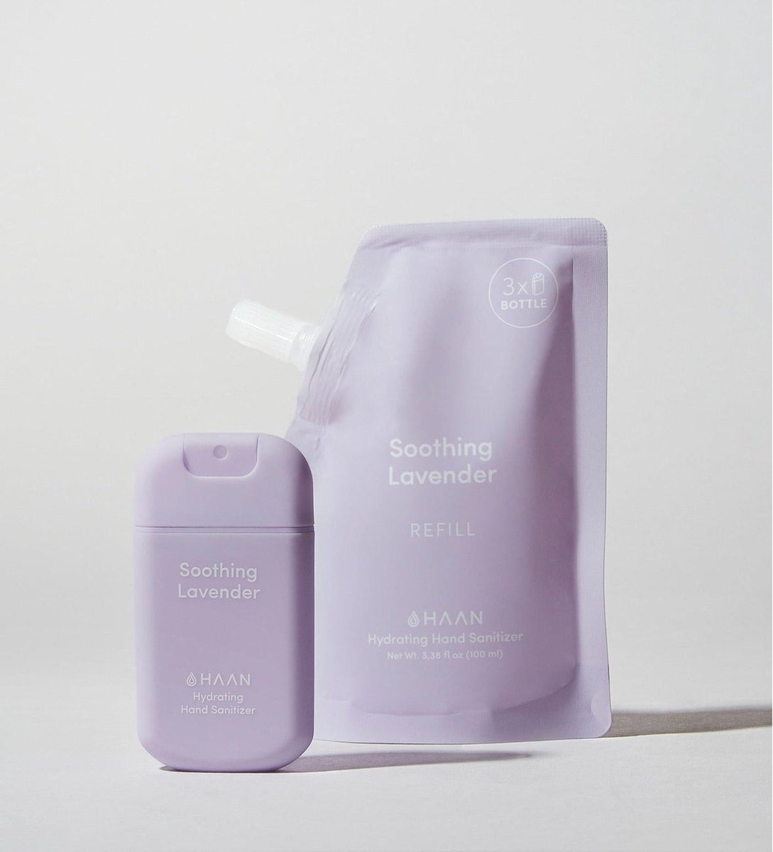 Haan Hand Sanitizer Soothing Lavender 30ml & Refill Pack 100ml - Handspray - Navulling - Navulzak - Set van 2