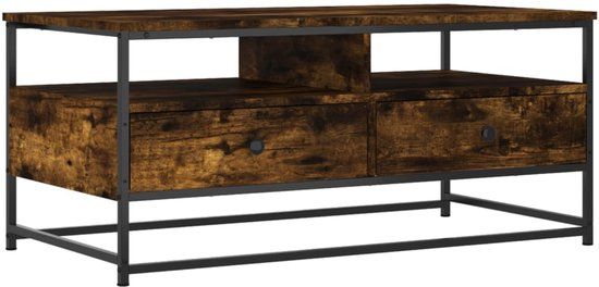 vidaXL Salontafel 100x51x45 cm bewerkt hout gerookt eikenkleurig