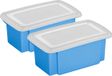 Sunware 2x opslagbox kunststof 7 liter blauw 38 x 21 x 14 cm met deksel