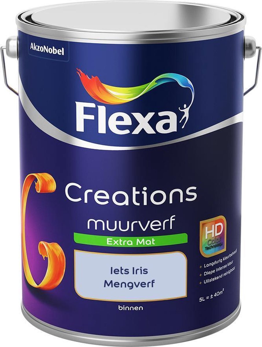 FLEXA Creations Muurverf - Extra Mat - Mengkleuren Collectie - Iets Iris - 5 liter