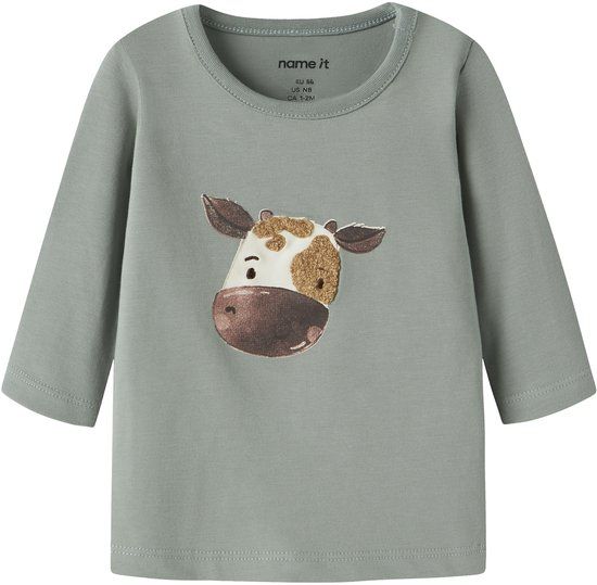NAME IT NBMLENARD LS TOP BOX Baby Lange mouwen shirts Groen Milieu Katoen Elastaan Maat 80