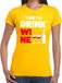 Bellatio Decorations Shoppartners Bv Time to drink Wine - tekst t-shirt - geel - dames - festival - party - feestkleding L