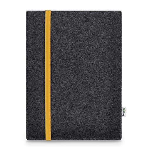 stilbag Hoes voor Apple iPad Pro 10.5 | Merino Wolvilt Case | LEON Model in antraciet/geel | Tablet Beschermhoes Made in Germany