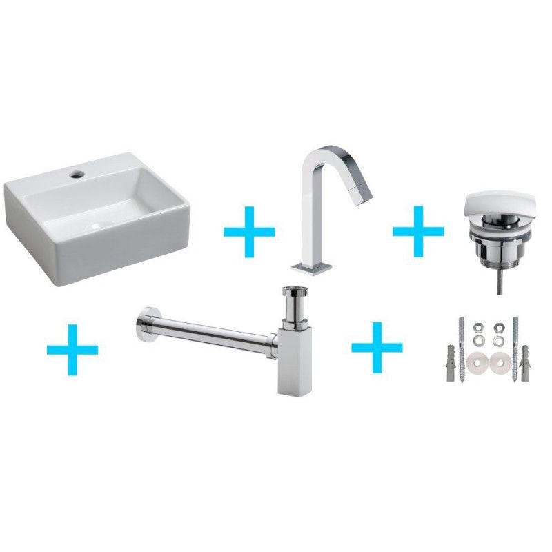 Wiesbaden Toiletfonteinset Leto 335x290x110+Kappa toiletkraan