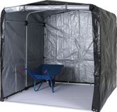 Mendler HWC-N61 Apparatuurkast, tuinhuis/schuur voor gereedschap, aluminium, UV-bescherming, waterdicht, 201x201x201 cm, antracietkleur