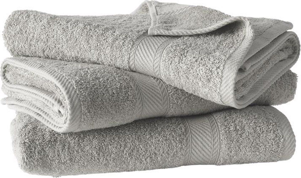 De Witte Lietaer Douchehanddoekenset - 3-delig - Lichtgrijs - Katoen - 140 x 70 cm