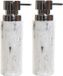 Item International Items Zeeppompje/dispenser - 2x - 22 cm - polystone - marmer look - 400 ml - navulbaar - Wit