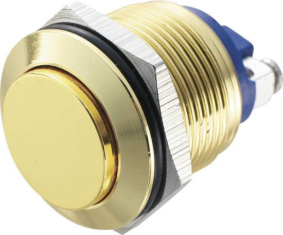 SELECT GOLD TRU COMPONENTS GQ 19H-G Vandalismebestendige druktoets 48 V/DC 2 A 1x uit/(aan) Moment IP65 1 stuk(s) Messing Metaal