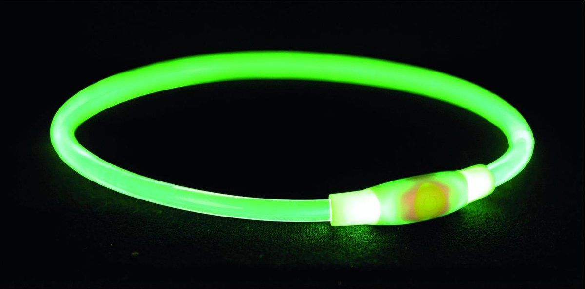 TRIXIE Halsband USB Flash Light Lichtgevend Oplaadbaar Groen 65x0,8 cm