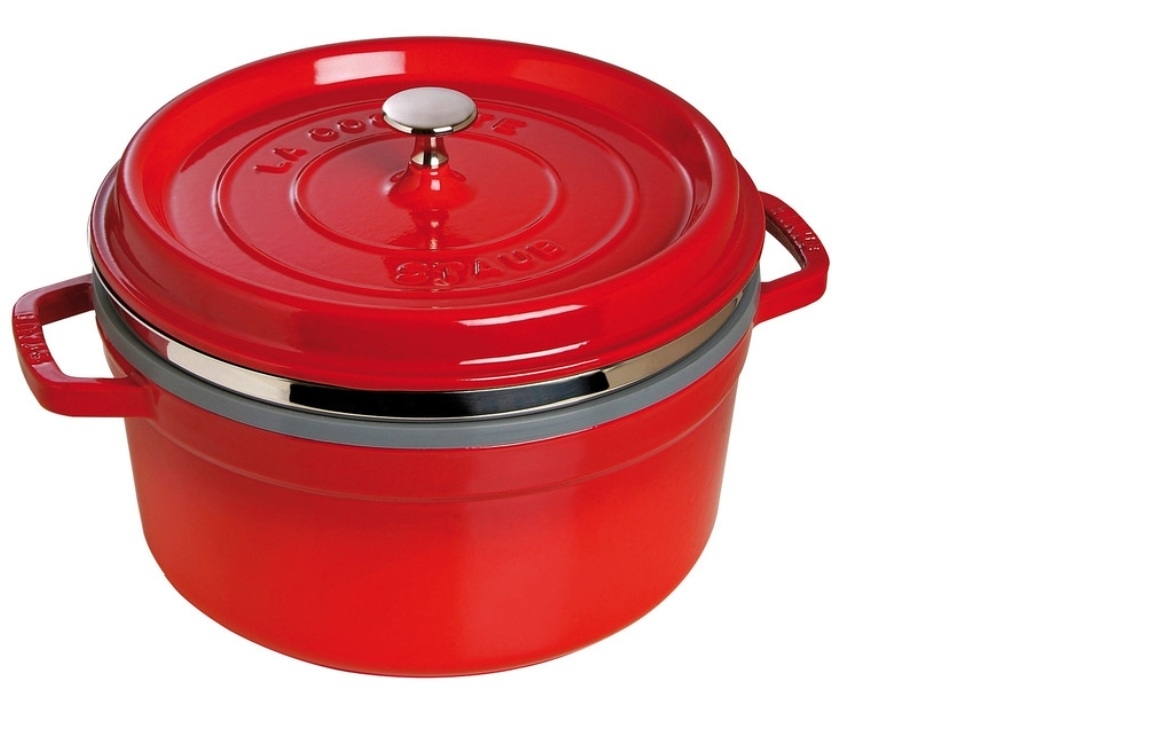 Staub Ronde Cocotte 26 cm met stoominzet - kers