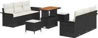vidaXL - Tuinbank - Set - 9 - st - Zwart - poly - rattan