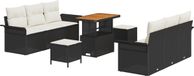 vidaXL - Tuinbank - Set - 9 - st - Zwart - poly - rattan