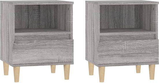 vidaXL Nachtkastjes 2 stuks 40x35x50 cm grijs sonoma eikenkleurig
