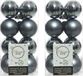 Decoris kleine kerstballen - 32x st - grijs/blauw - 4 cm - kunststof