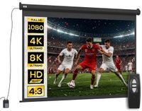 Homcom Gemotoriseerd projectorscherm, 84 inch, 4:3 4K HD, zwart | Projectiescherm voor tv en thuisbioscoop, wand- of plafondmontage, bedieningspaneel, afstandsbediening