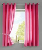 Gardinenbox Berlin Set van 2 gordijnen sjaal oogjes HxB 175x140 cm roze ondoorzichtig microsatijn lichtdoorlatend uni mat