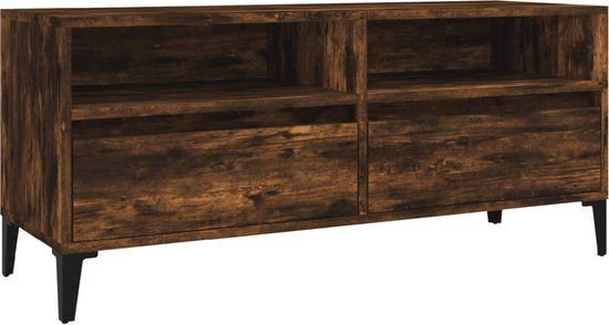 vidaXL Tv-meubel 100x34,5x44,5 cm bewerkt hout gerookt eikenkleurig