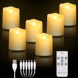 ZIYOUDOLI Oplaadbare led-theelichtjes met timer, oplaadbaar, flikkerende led-kaarsen met afstandsbediening, realistische vlamloze kaarsen, draadloos, geschikt voor Kerstmis, Halloween, party, huishoudtextiel