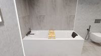 Badland VITAE ligbad 180 x 80 cm wit met hoofdsteun en bamboe badplank