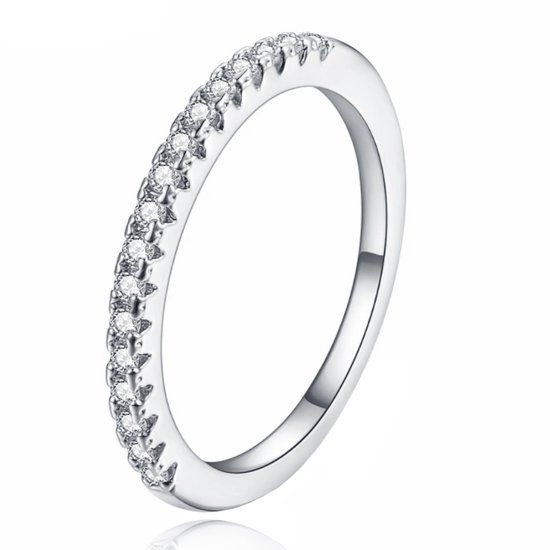LGT JWLS Lookinggoodtoday Dames Ring Verzilverd Zilverkleurig met Zirkonia-17mm