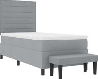 vidaXL Boxspringbed met hoofdeinde Lichtgrijs 90 x 200 cm Stof