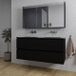 Saniclass Chaci Badkamermeubelset - 120x46x55cm - keramische wastafel zwart - 2 wasbakken - zonder kraangaten - 2 lades - spiegelkast - mat zwart