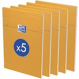 Oxford 100106292 notitieblok - Everyday A4+, blanco, 80 vellen, 80 g/m², pak van 5, oranje
