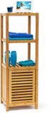 Merkloos Relaxdays Badkamerrek Bamboe - Met Deur - 5 Legplanken - Naturel