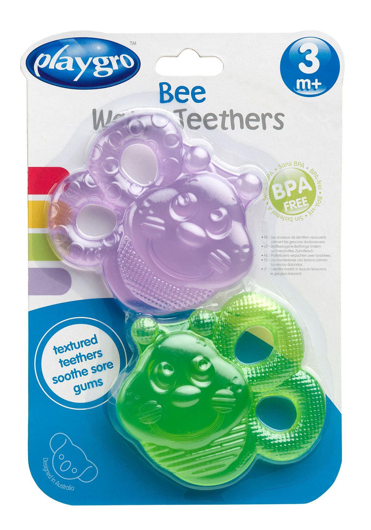 Playgro Water Teether Bee X2 - Groen/Paars