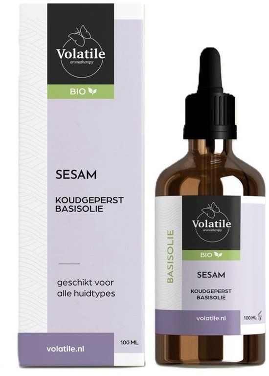 Volatile Sesam koudgeperst basisolie bio glazen fles 100 Milliliter