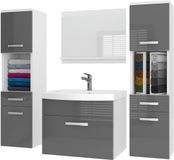 BELINI Ensemble de meubles de salle de bain PRI P6 - 120 cm Gris Brillant avec lavabo et miroir