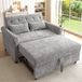 Canapé droit 2 places en chenille gris - Canapé convertible lit extractible, dossier inclinable 3 positions et 2 coussins - Moderne